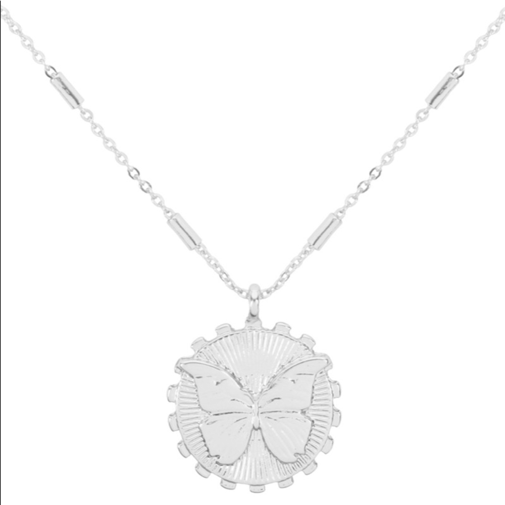 Silver Butterfly Engraved Necklace